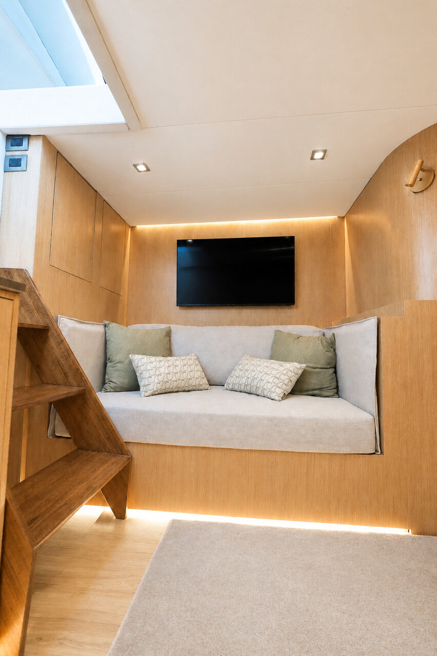 WeBoat Mares 50 - Cabine com TV e almofadas