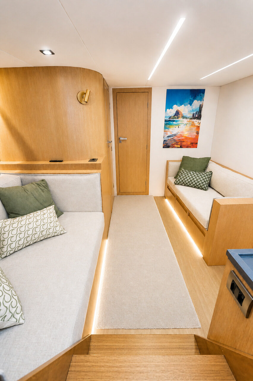 WeBoat Mares 50 - Cabine com decoração em madeira clara