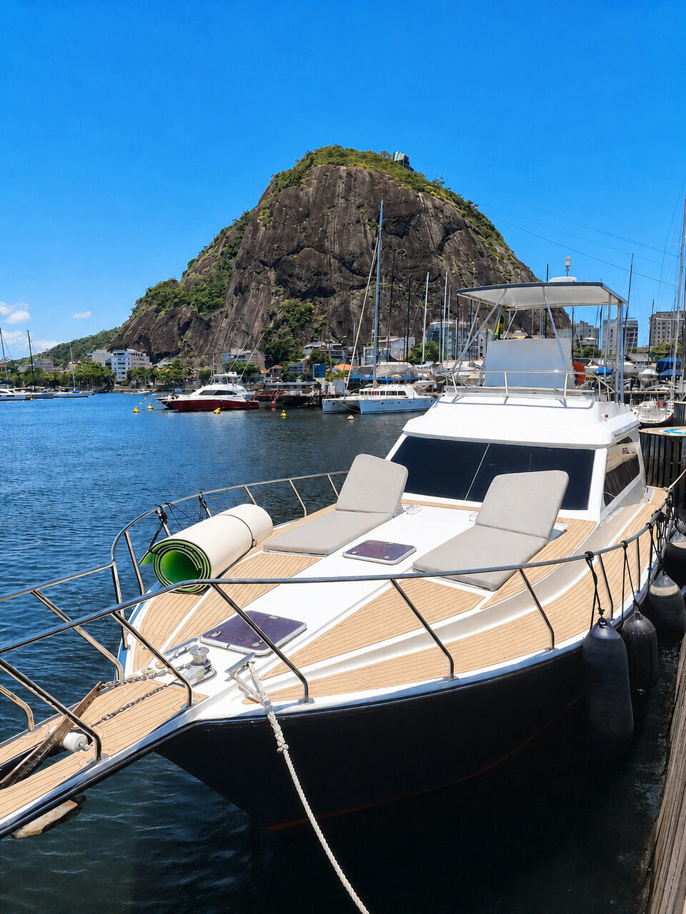WeBoat Mares 50 - Solário de proa com vista do Pão de Açúcar